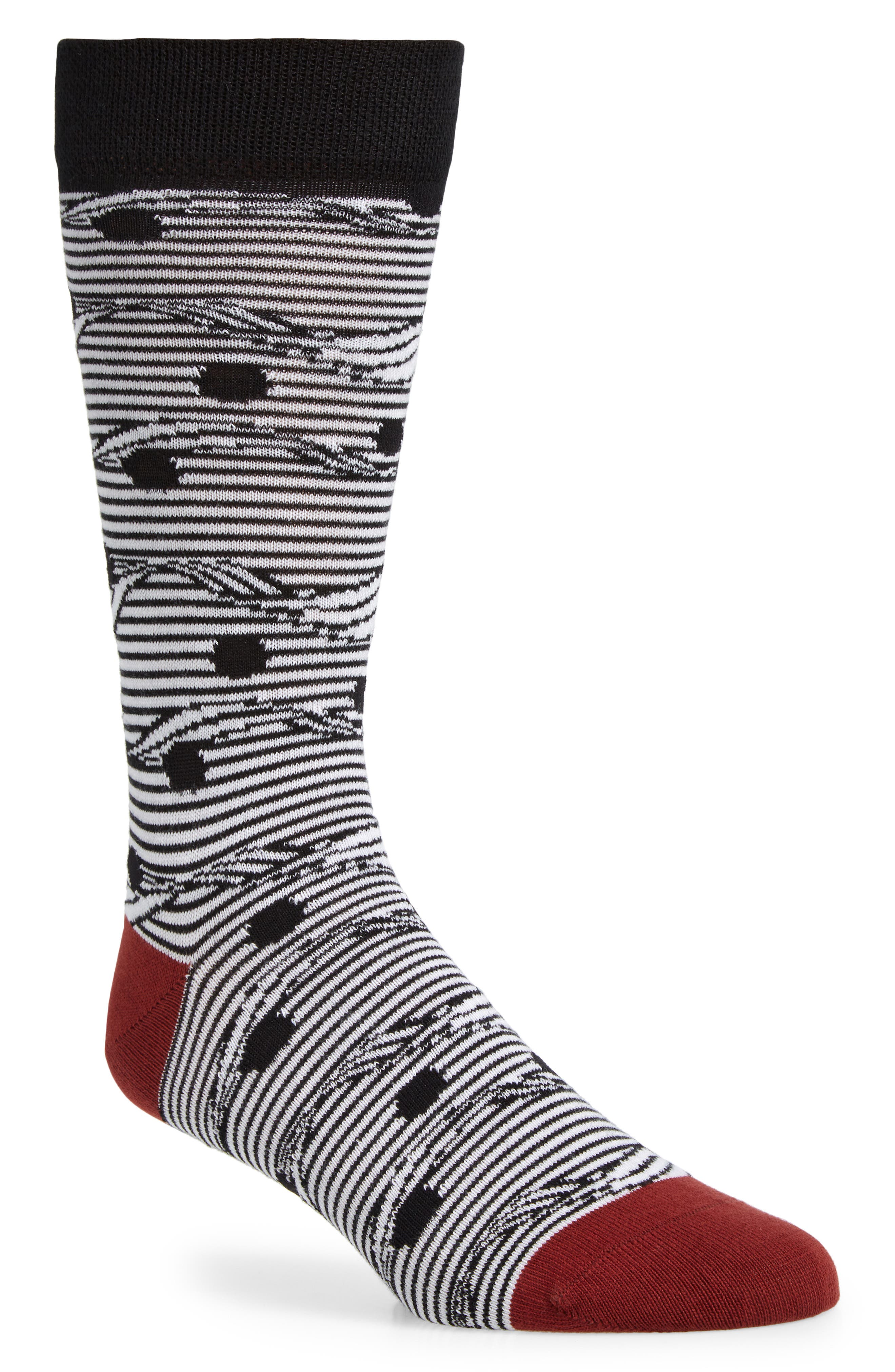 Mens Athletic Cushion Crew Sock Snake Texture Skin In Black And White Long Sock Sports 